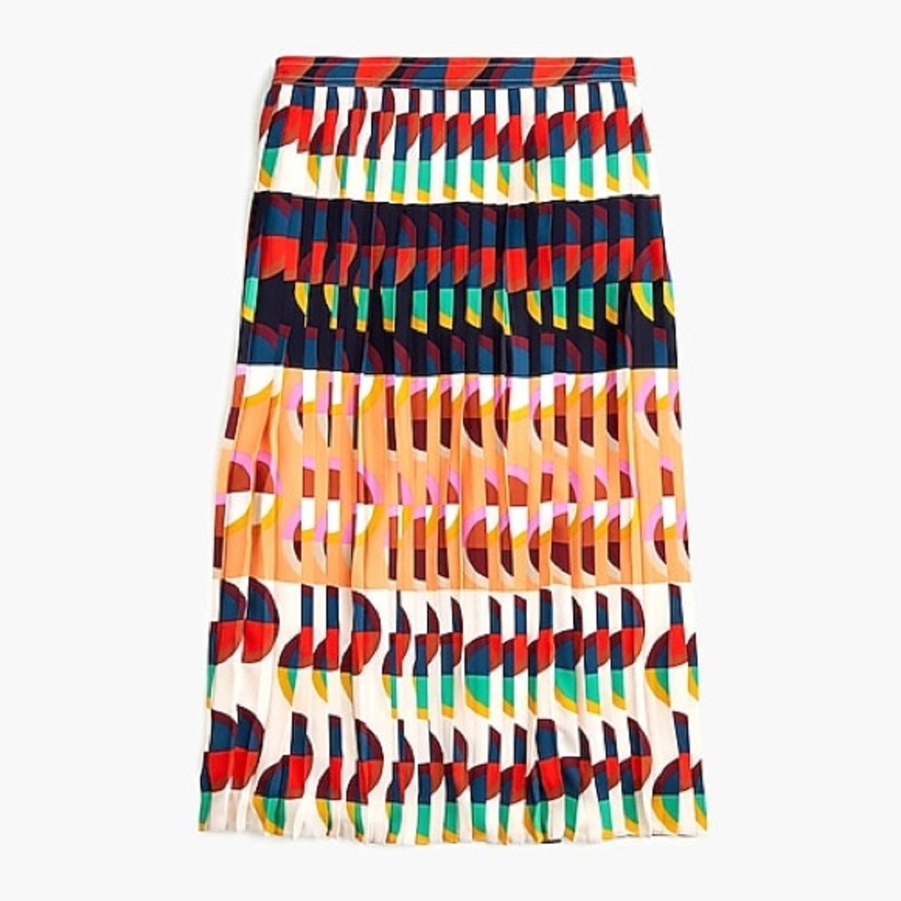 J. Crew Pleated midi skirt in art deco print